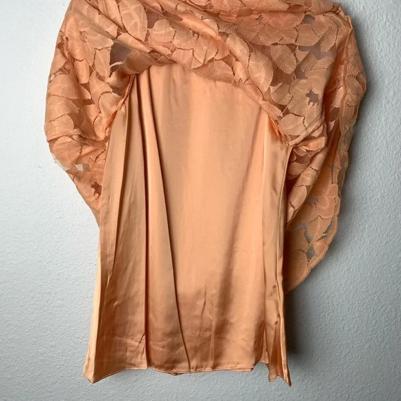 Max Studio high neck peach lace Babydoll cottagecore sleeveless tank Sz SP boho - Picture 5 of 9